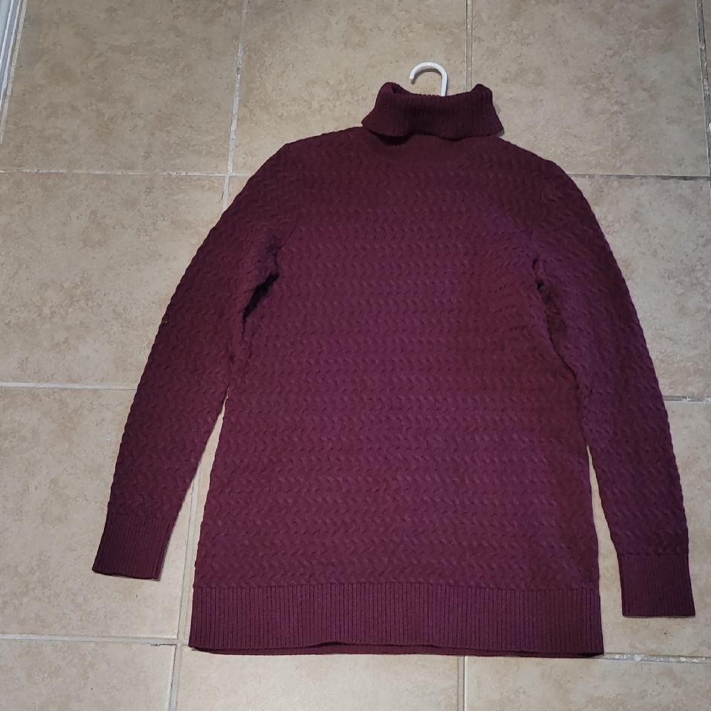 Lands' End Red Cowl Turtleneck Sweater